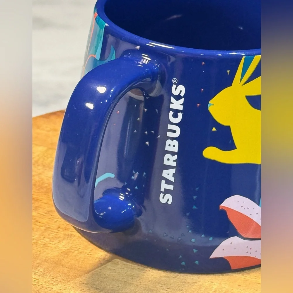 Starbucks 2021 Spring Easter Blue Bunny Ceramic Coffee Mug 14oz - Picture 4 of 6
